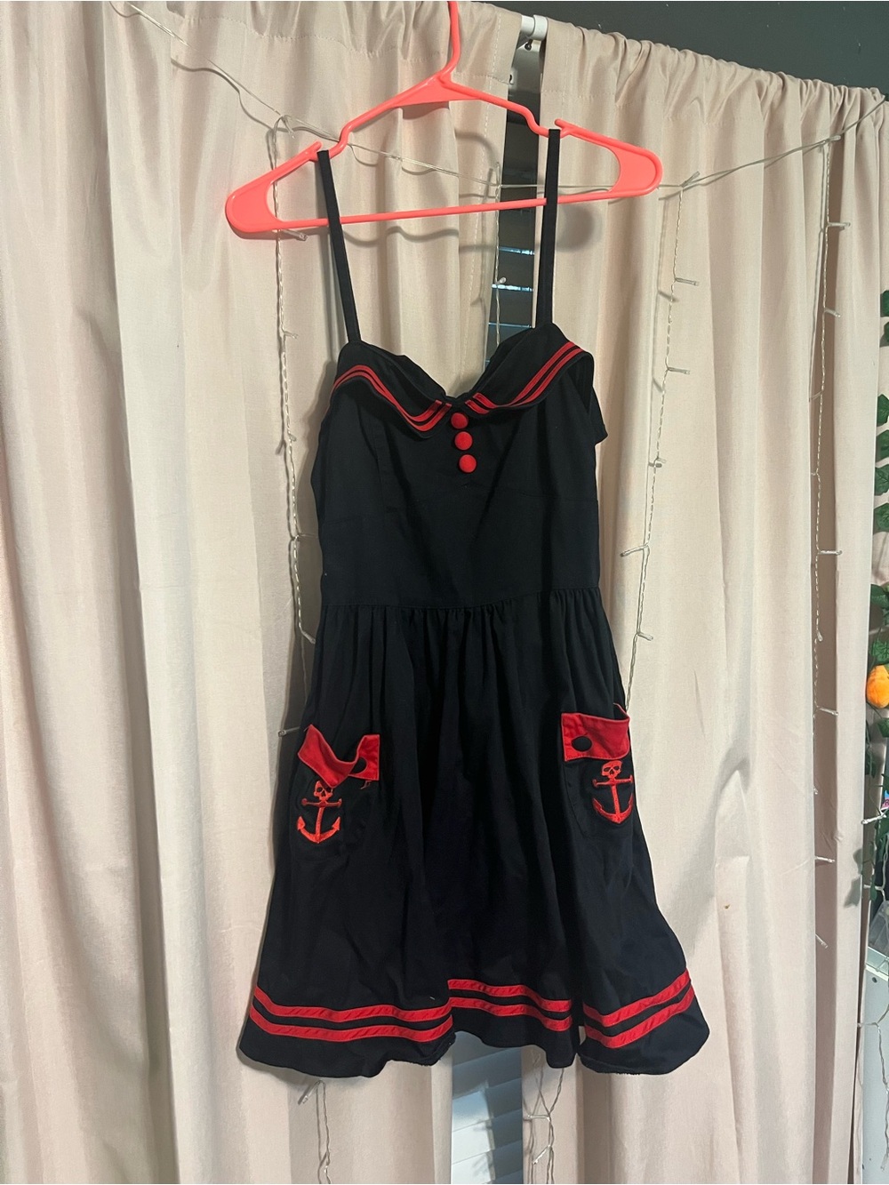 Hell Bunny Black and Red Sailor Print Dress Pin Up Style